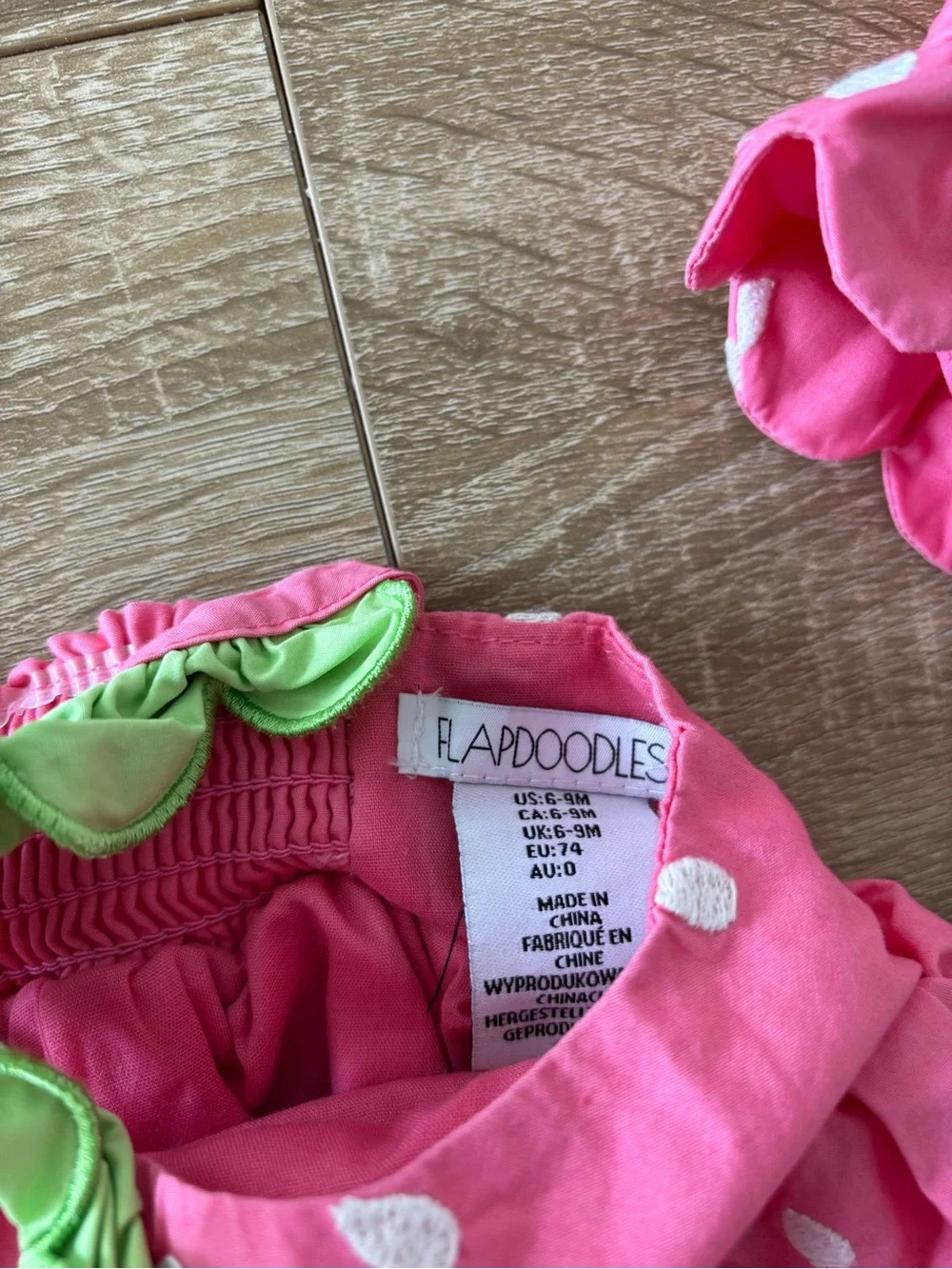 flapdoodles strawberry dress set outfit 6-9 months